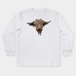 Sketchy Scottish bull Kids Long Sleeve T-Shirt